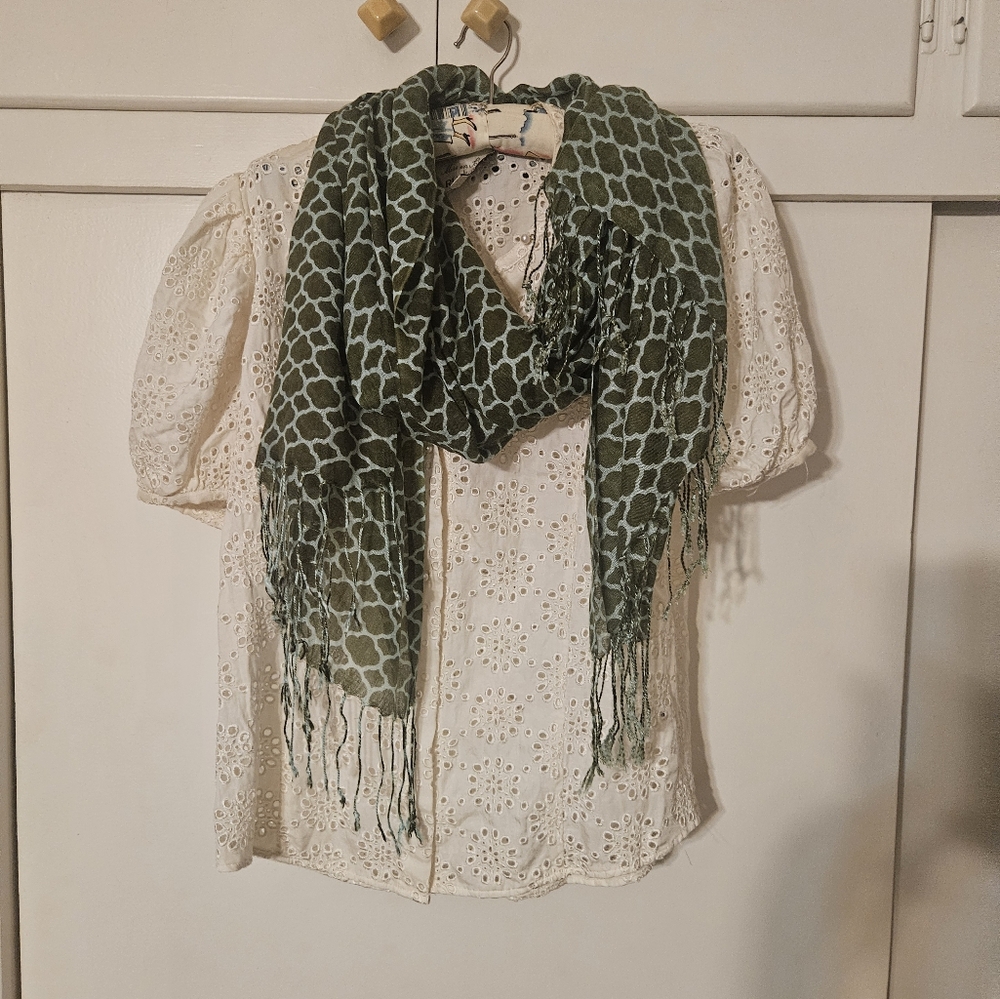 Green and Blue Patterned Scarf